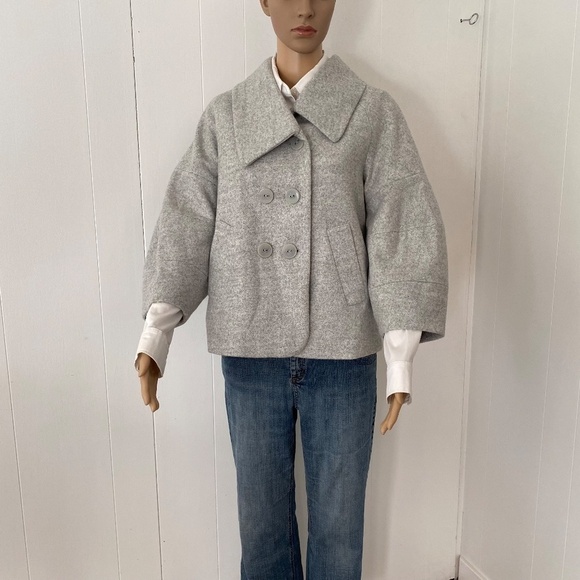 Laundry Shelli Segal wool blend double breast collared jacket light mixed grey - Picture 4 of 14
